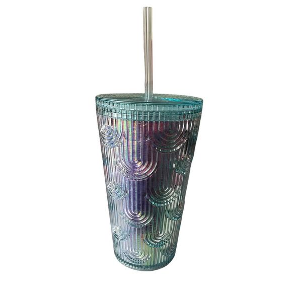 NEW Starbucks 2022 Iridescent Aqua Mermaid Scale Siren Tumbler Grande 16 oz - Picture 3 of 5
